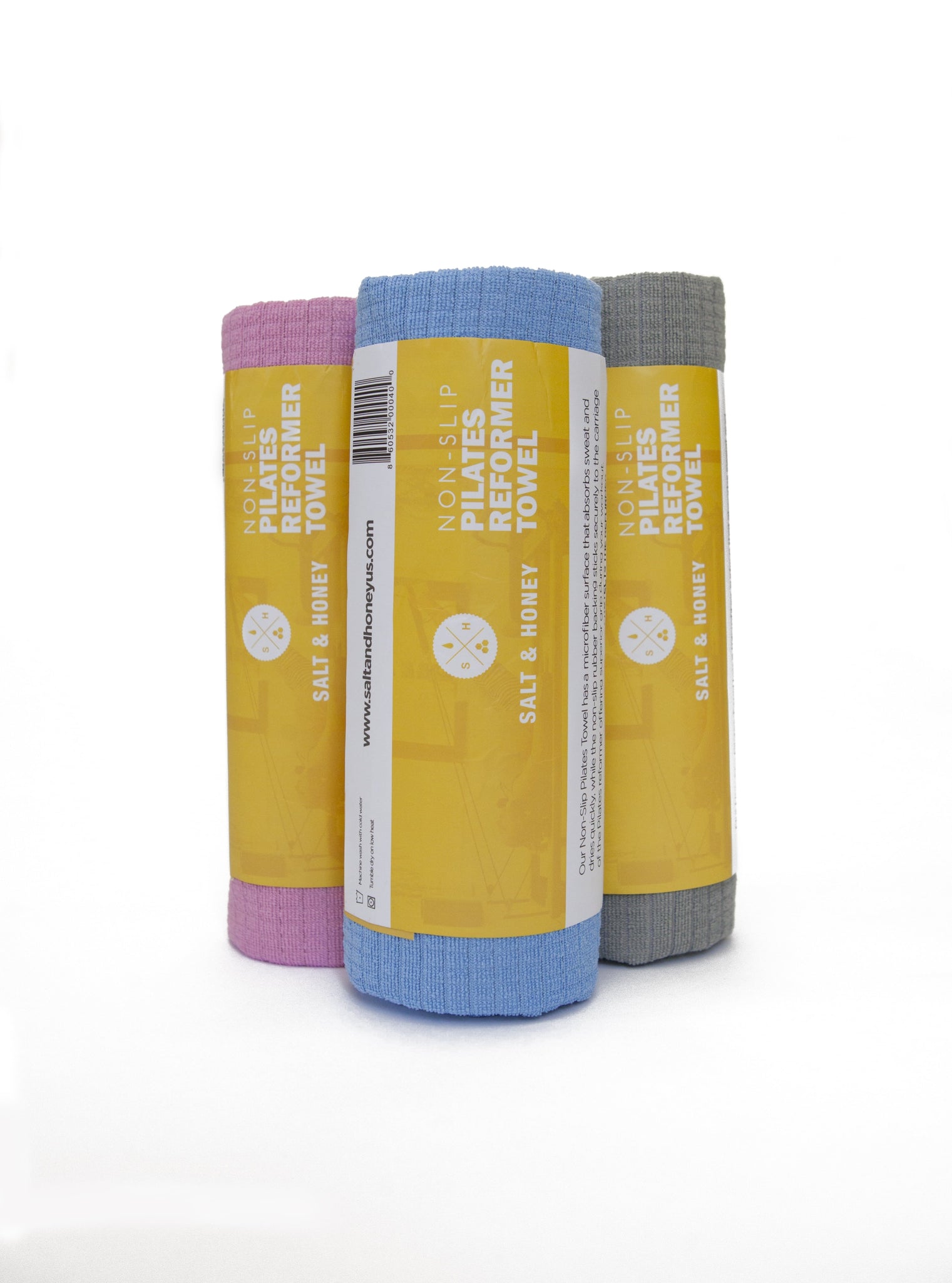 Salt & Honey Non-Slip Pilates Reformer Mat Towel Large, Blue